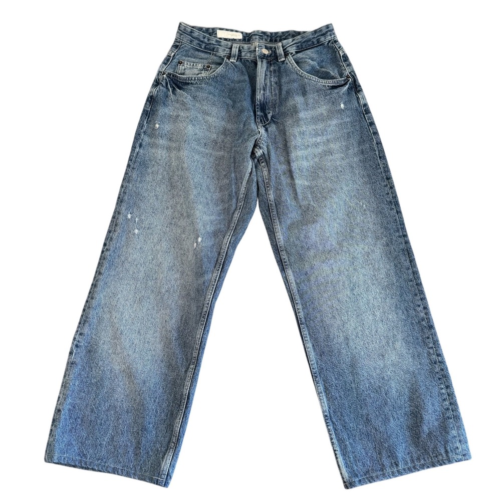 Zara 31x28 Blue Wide Leg Relaxed Fit Medium Wash Mid Rise Mens Denim Jeans